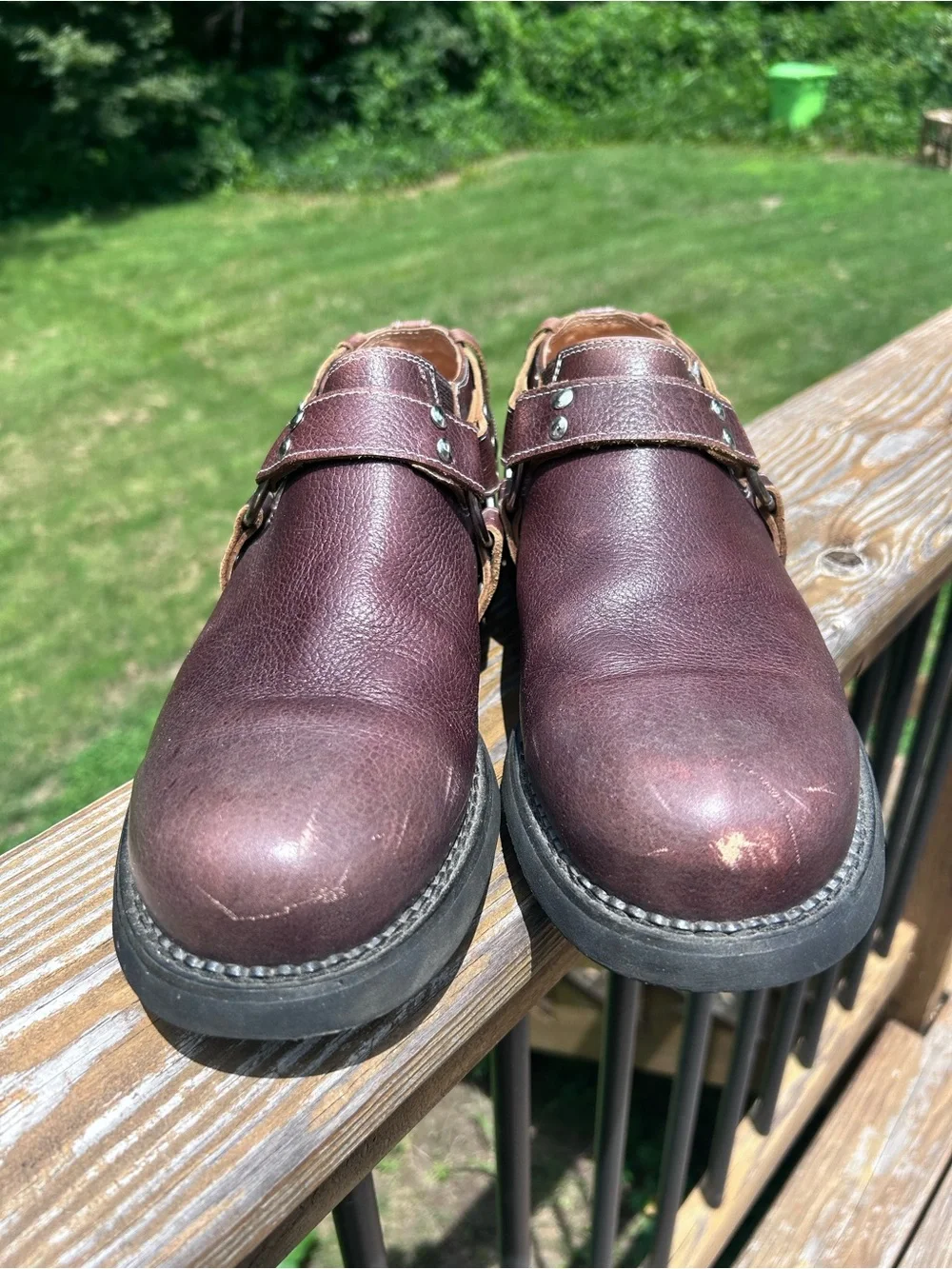 John Fluevog Brown Leather Harness Clog Shoes Lug Sole Portugal 9.5